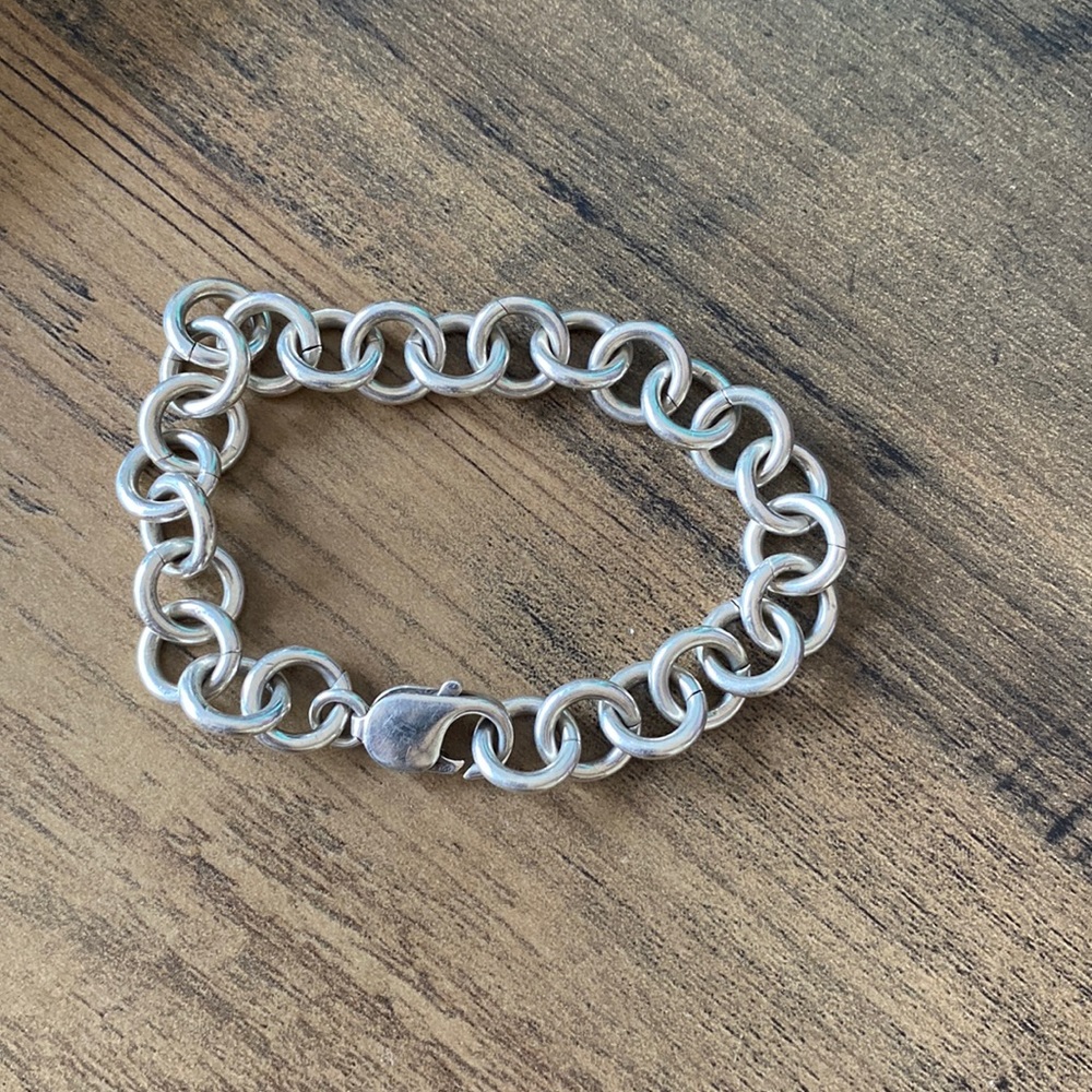 Sterling Silver Rolo Link bracelet lobster clasp